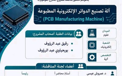 The Entrepreneurship Development Center invites you to attend the presentation of the graduation project entitled: “A machine for manufacturing printed electronic circuit boards.”